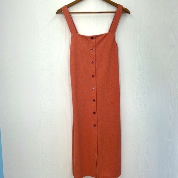 Zara - Terracotta Knit Midi Button Down With Thick Strap Dress Size Small - Picture 7 of 11
